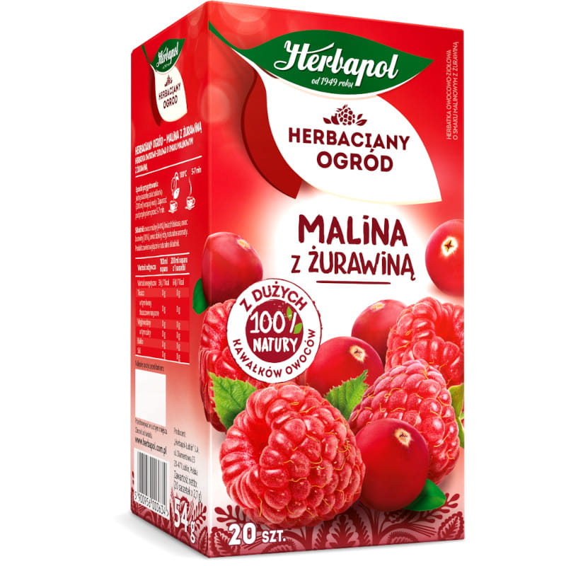 Herbapol Herbaciany Ogród Malina Żurawina Ex20 herbata ekspresowa owocowa