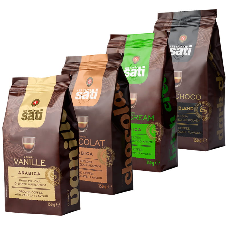 Sati Zestaw kaw mielonych Wanilia, Irish Cream, Czekolada, Dark Chocho 4x150g