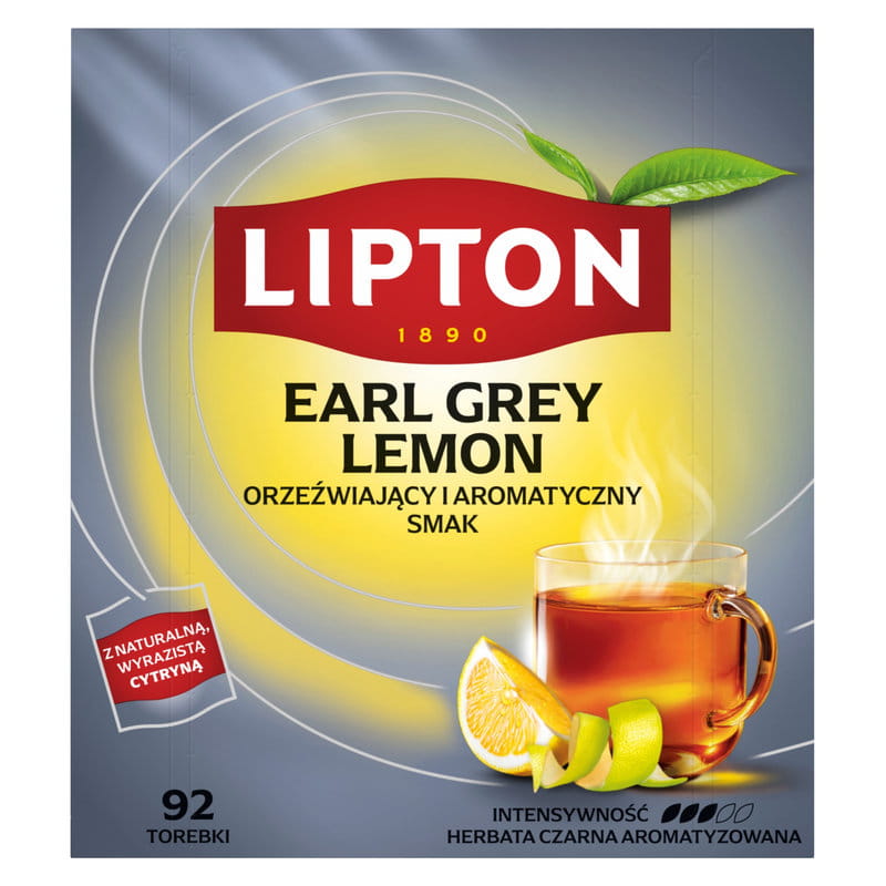 Lipton Earl Grey Lemon Herbata czarna 138g 92 torebki