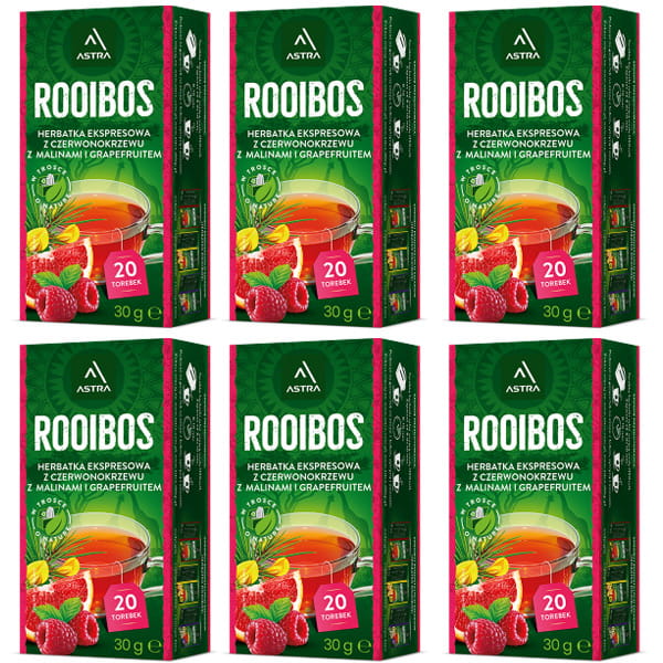 Astra Zestaw Rooibos Malina Grapefruit 6 x 20 torebek herbata ekspresowa (6 x EX20)