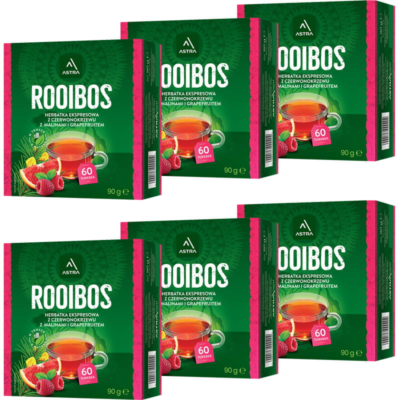 Astra Zestaw Rooibos Malina Grapefruit 6 x 60 torebek herbata ekspresowa