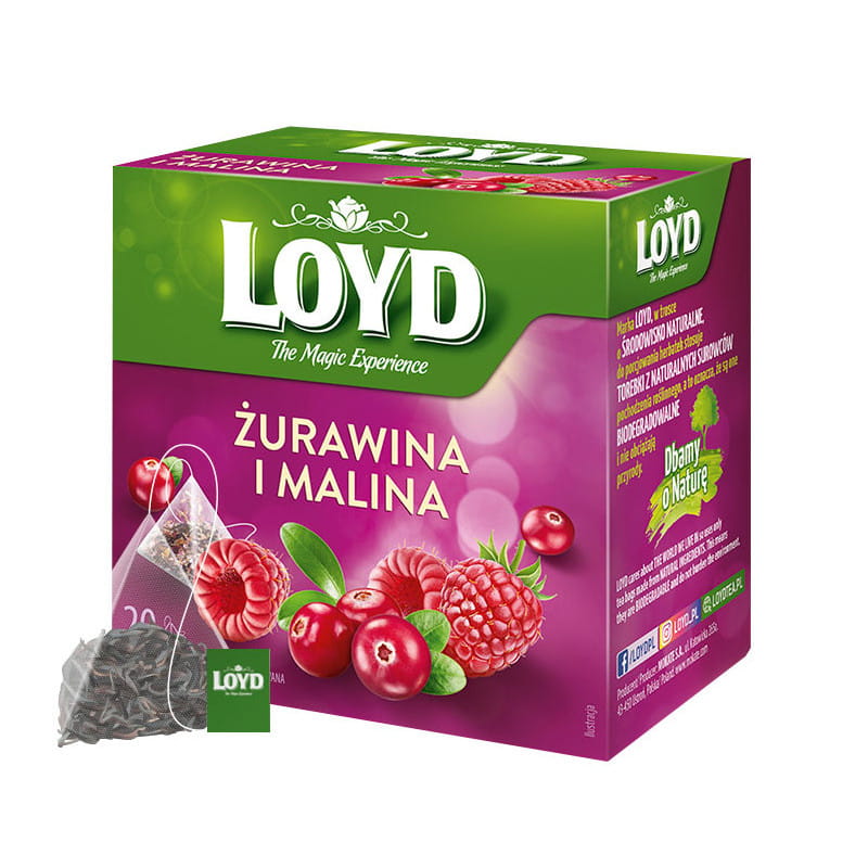 Loyd Tea Żurawina Malina Ex20 herbata ekspresowa owocowa