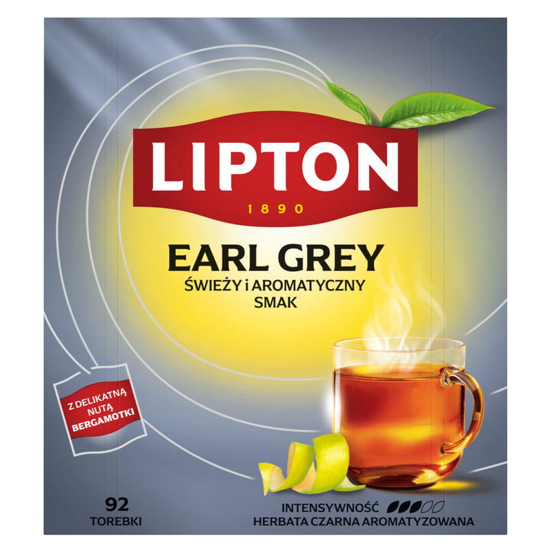 Lipton Earl Grey Herbata czarna  138g 92 torebki