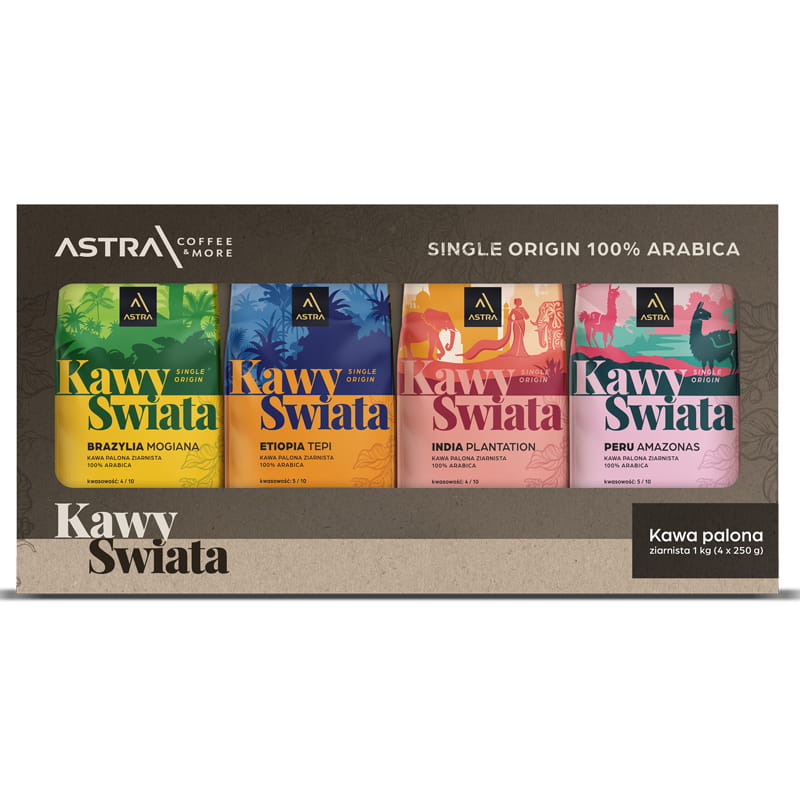 Astra Zestaw kaw świata 4x250g kawa ziarnista