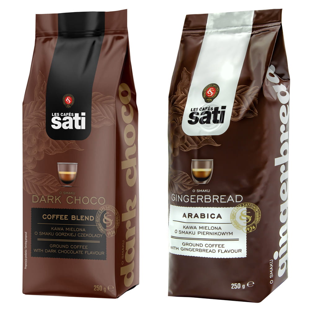Sati Zestaw kaw mielonych Dark Choco, Gingerbread (2x250g)