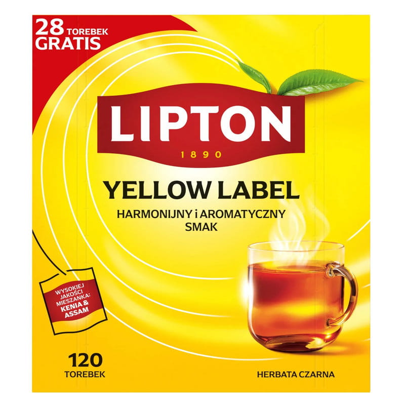 Lipton Yellow Label Herbata czarna 92 + 28 torebek 240g