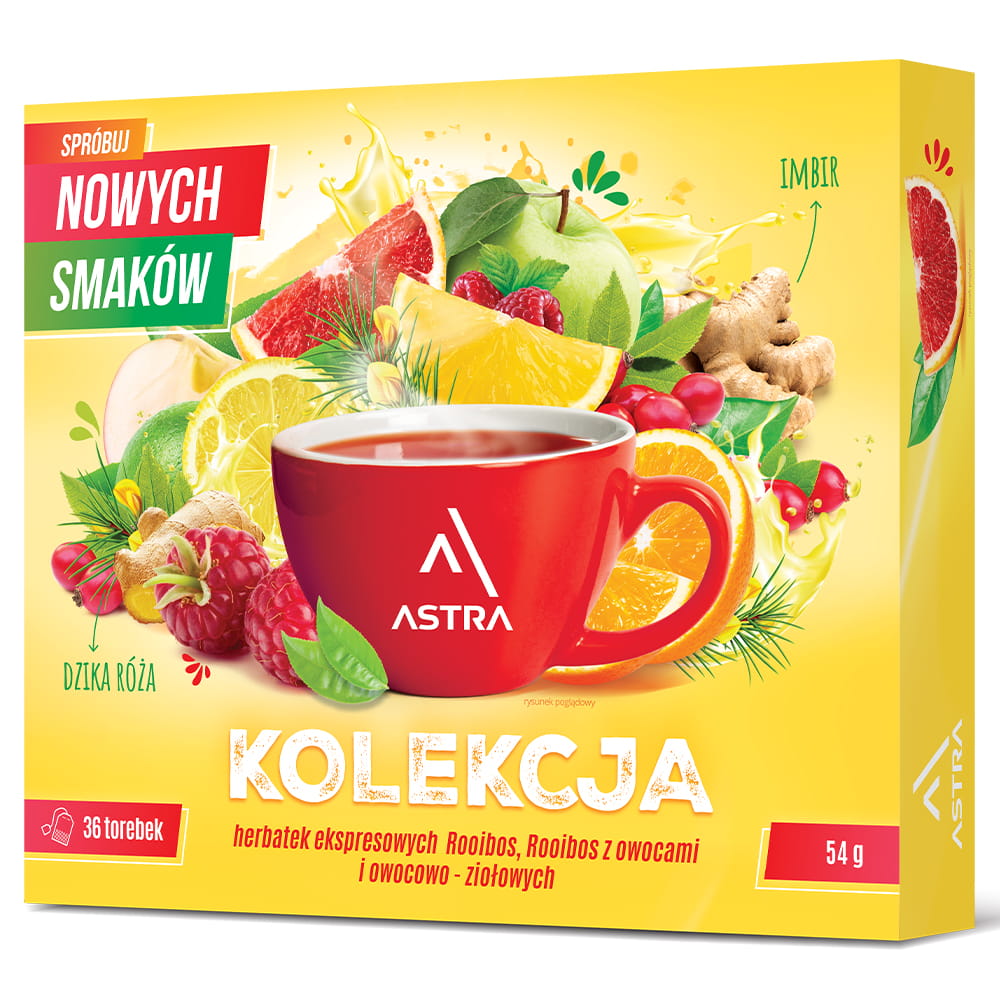 Astra Kolekcja ekspresowych herbatek rooibos i owocowo-ziołowych 36 torebek 54g