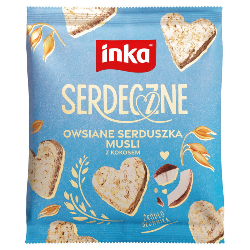 Inka Serdeczne Owsiane serduszka musli z kokosem 50 g / Wyprzedaż