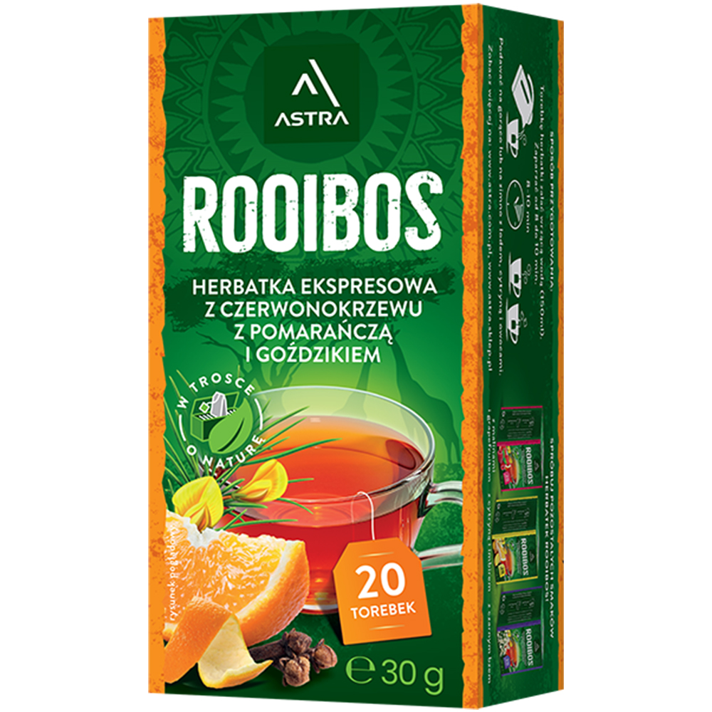 ASTRA ROOIBOS z pomarańczą i goździkiem herbatka ex20 torebek