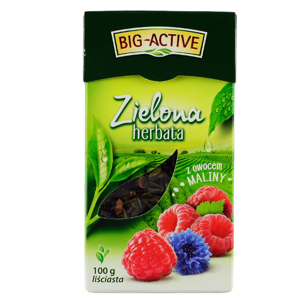 Big-Active Zielona z Maliną 100g herbata liściasta