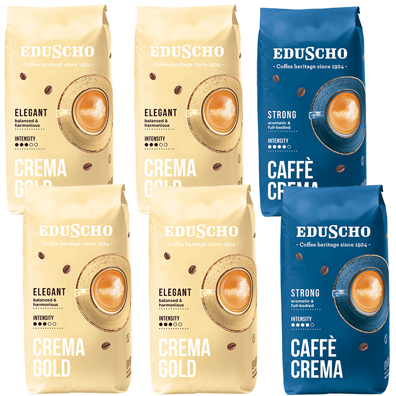 Eduscho 4 x Crema Gold 1000g kawa ziarnista 2x Crema Strong 1000g ziarnista