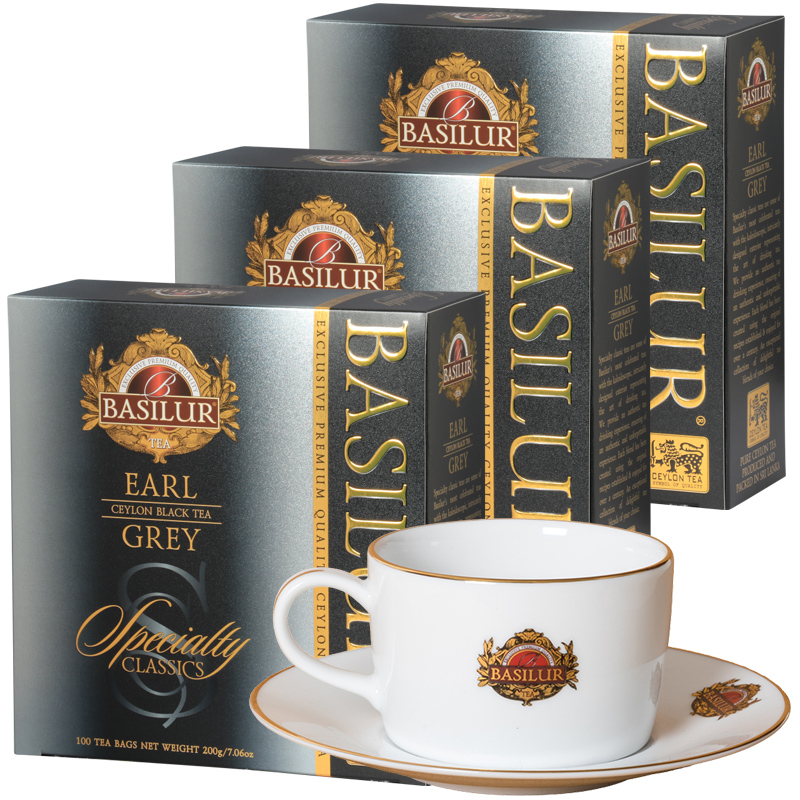 BASILUR Earl Grey Zestaw 3x 100x2g herbata ekspresowa + Filiżanka GRATIS