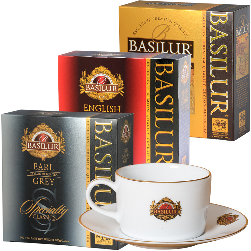 BASILUR Zestaw 3x 100x2g herbata ekspresowa + Filiżanka GRATIS