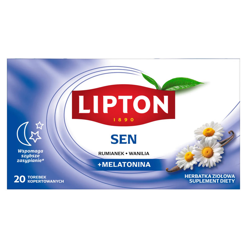 Lipton SEN + melatonina, herbatka ziołowa rumianek, wanilia 20 kopert